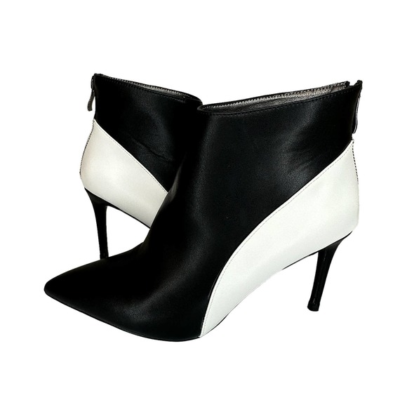 Women Stiletto Ankle Boots Size 7.5 High Heel Pointed Toe Black White NEW - Picture 3 of 15
